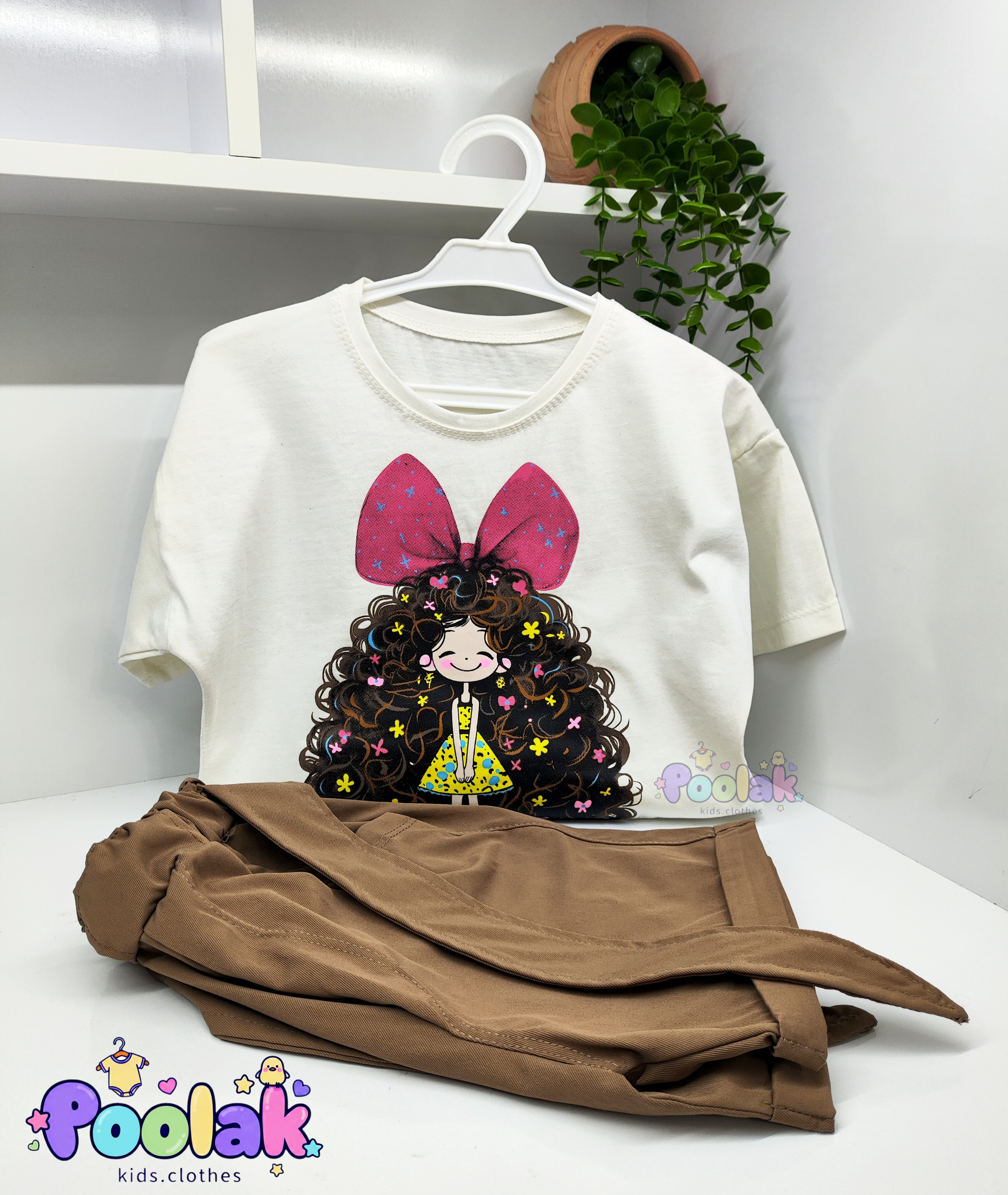 ست تابستانی دخترانه کراپ و شورتک کتان